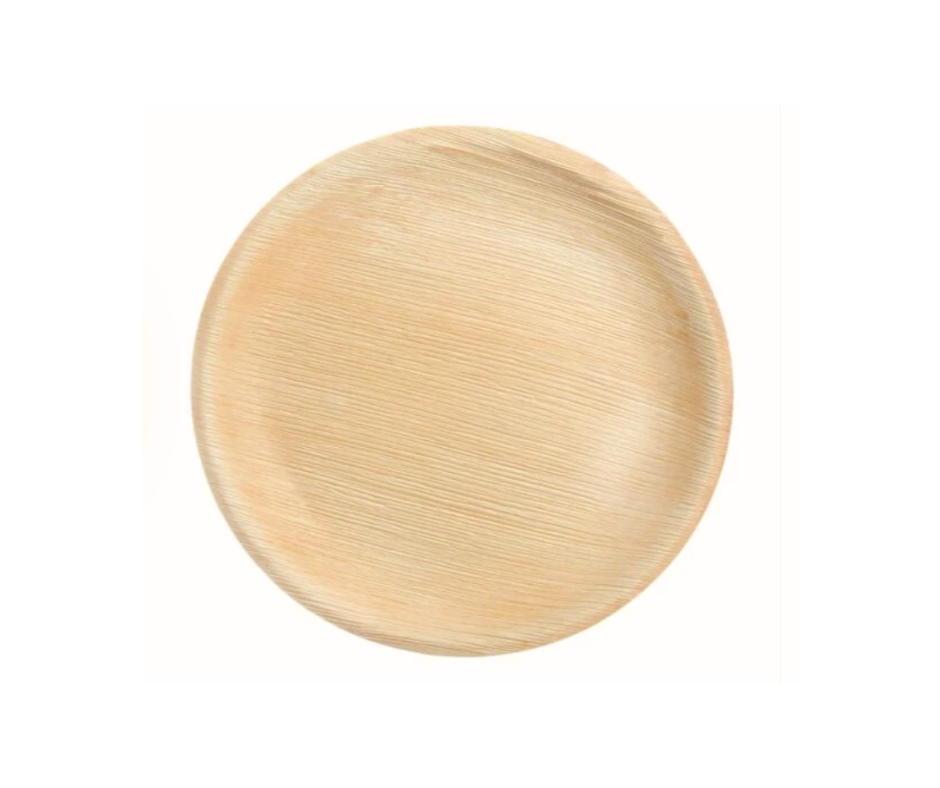 10" (25cm) Shallow Round Palm Leaf Disposable Plates