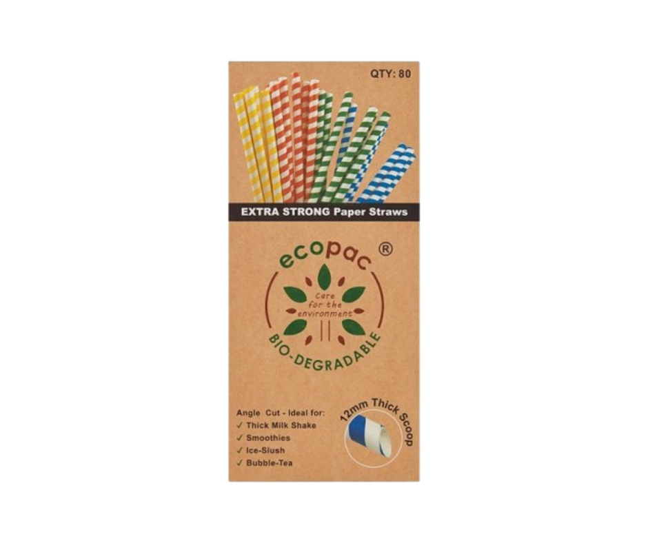 Extra Strong Paper 12mm Straws - Pack of 80