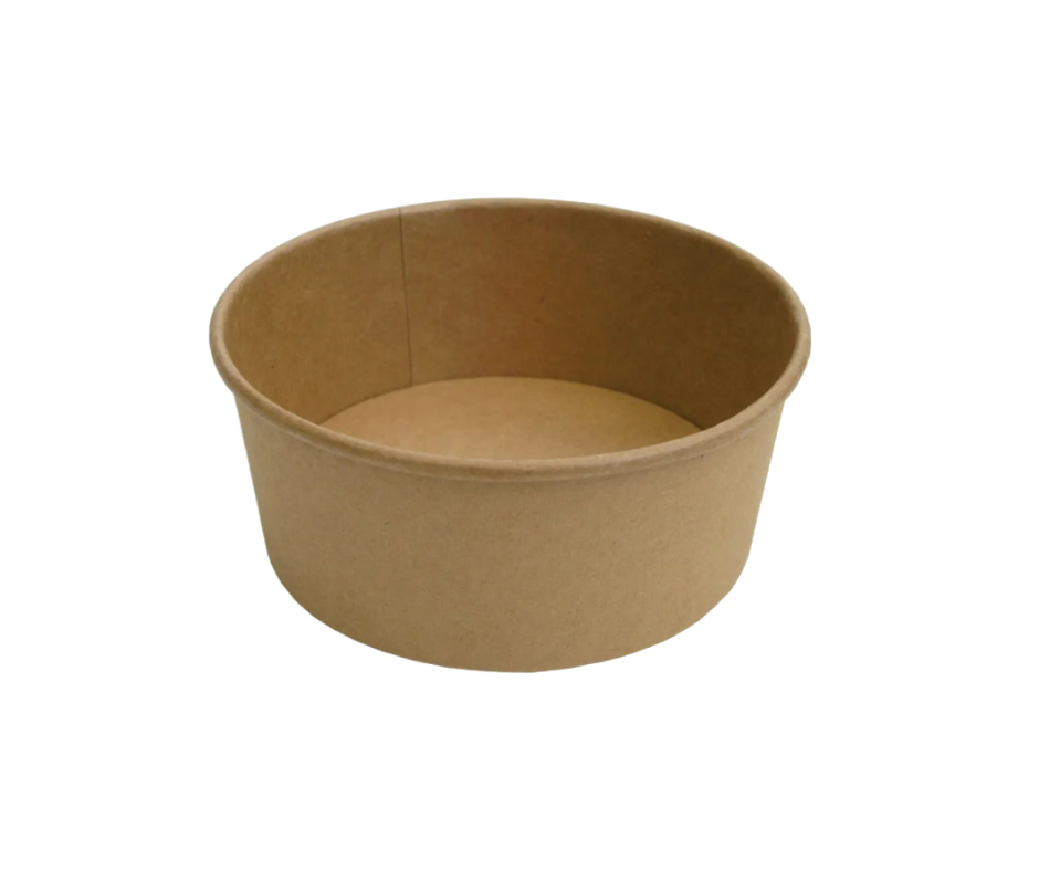 Disposable Round Kraft Paper Bowls & Lids