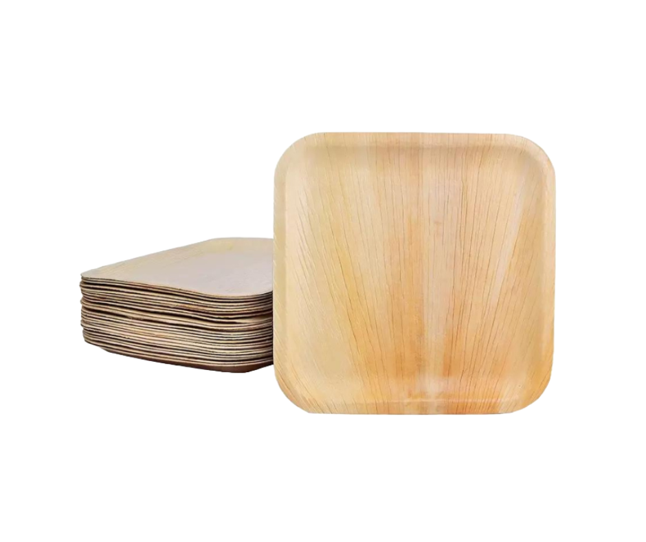 10″ compostable palm leaf square plates for weddings UK