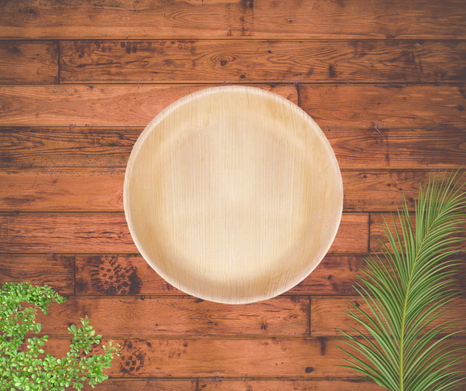 Eco Friendly 10″ (25 cm) Compostable, Palm Leaf Round Plates