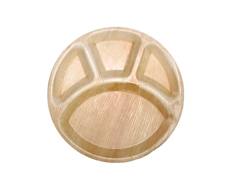 12″ (30 cm) 4 Compartment Palm Leaf Plates – Compostable