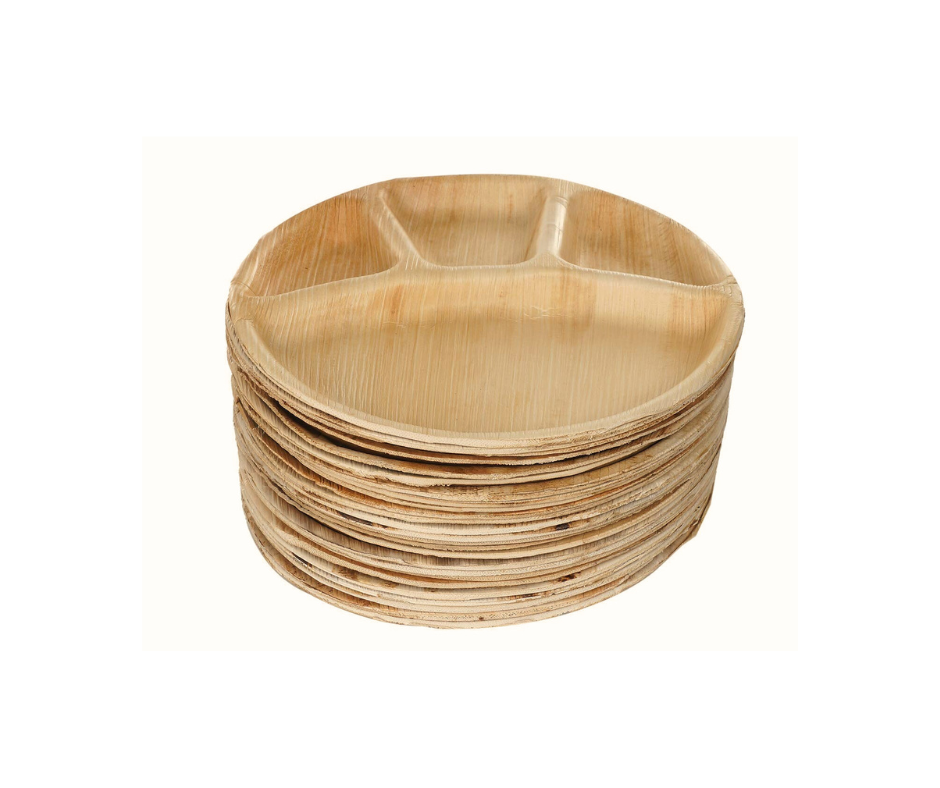 12″ Large 4 Compartment Palm Leaf Plates