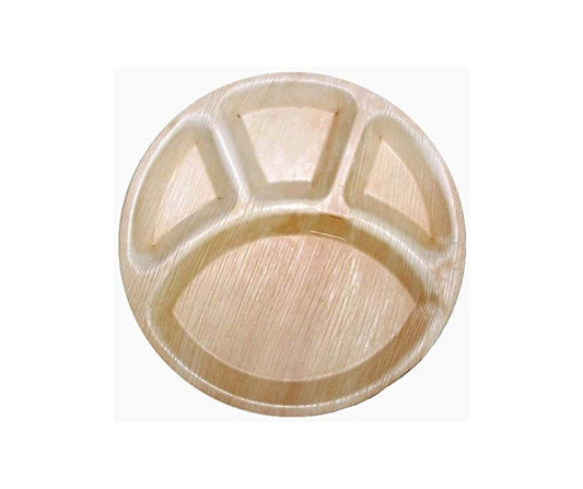 Wholesale 12" Large Palm Leaf Compostable Party Plate - 4 compartment