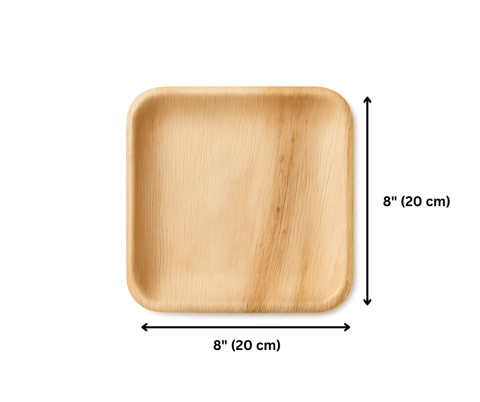 8" (20 cm) Square Palm Leaf Plates | Eco Disposable Plates UK