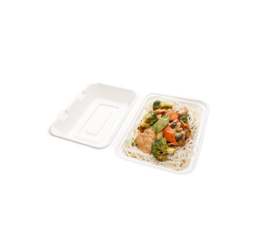 9 x 6″ inch  (900 ml) Bagasse Takeaway Food Container