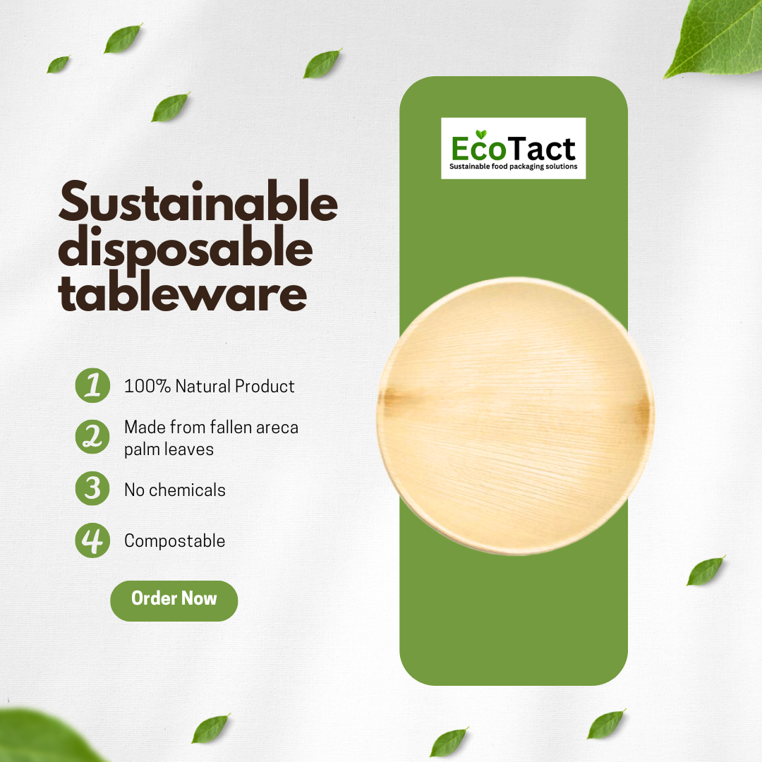 Eco Friendly 10″ (25 cm) Compostable, Palm Leaf Round Plates